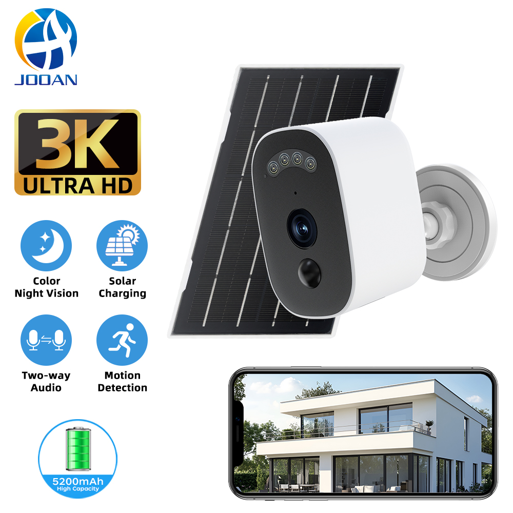 Home Security Battery - Jooan-cámara de seguridad Solar 3K HD,