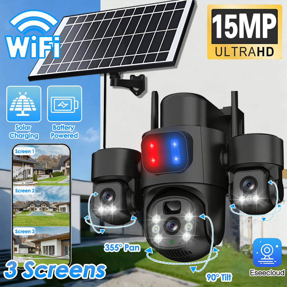 Home Security Outdoor Cameras - Cámara PTZ Solar WIFI para exteriores,