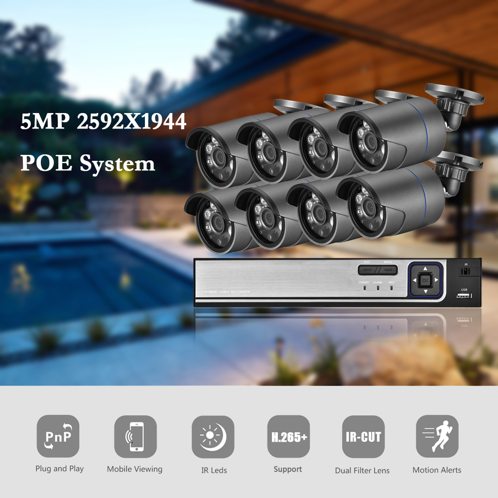 AZISHN-sistema de seguridad H. - Nvr Kit 8 Channel reseña y precio